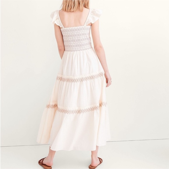 Madewell LUCIE Smocked Tiered MIDI Dress Sz L - Picture 3 of 15
